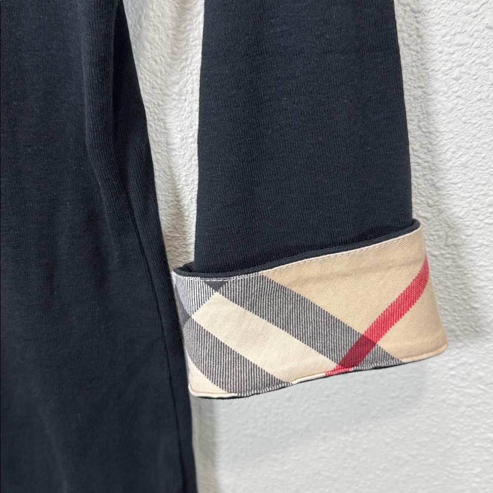 Burberry Black Long Sleeve Top with Checkered Cuffs - Picture 6 of 10